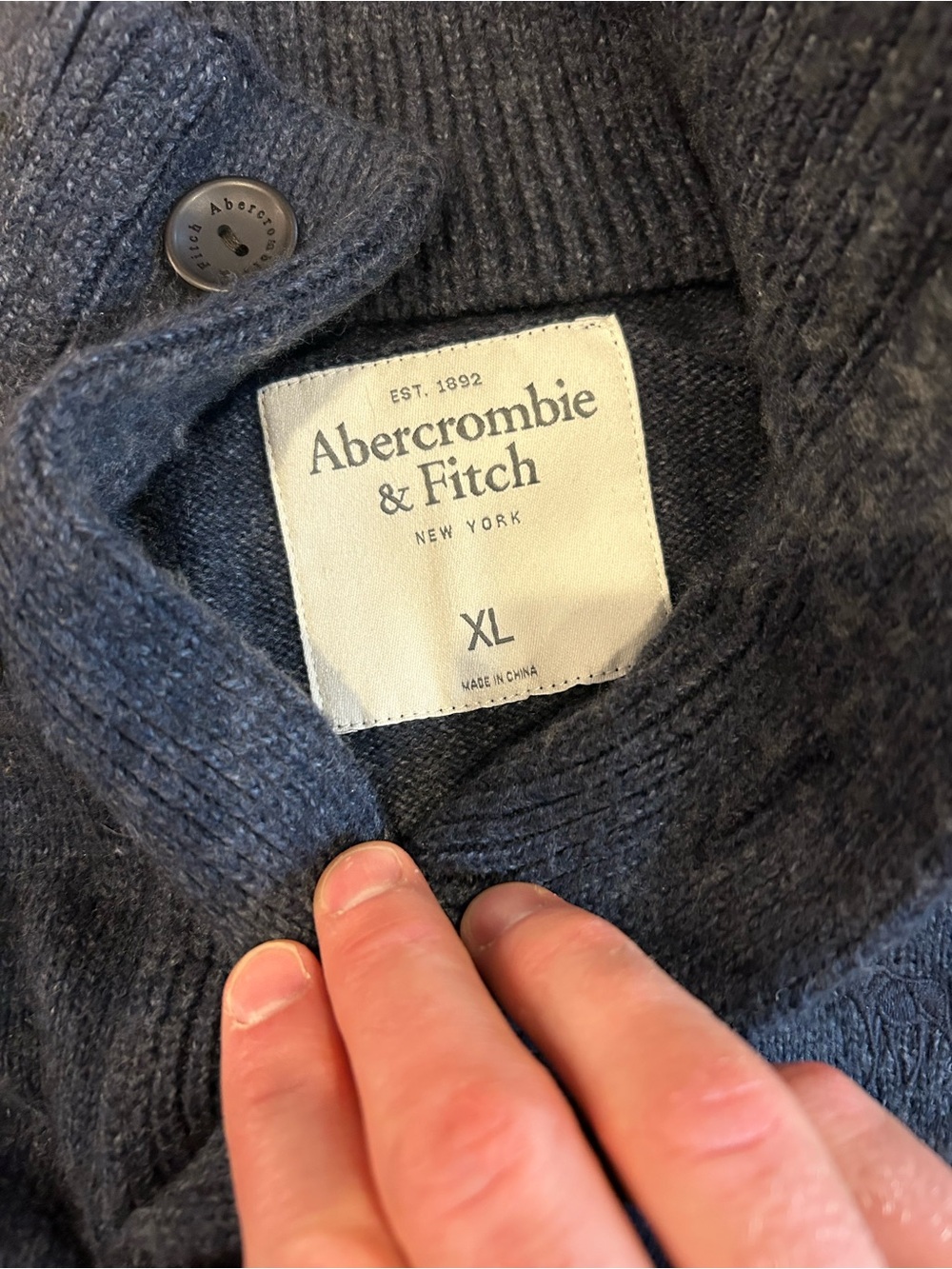 Abercrombie & Fitch Button Mock Neck Pullover Sweater Knit Long Sleeve Pocket XL - Picture 3 of 9